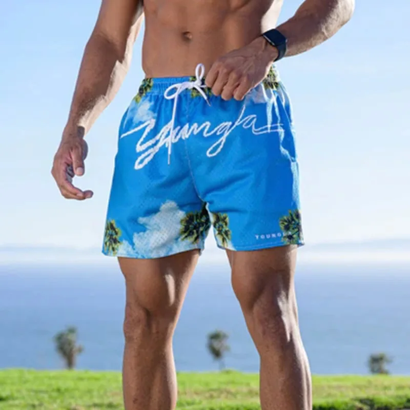 mesh shorts manufacturer high quality summer print graphic workout jogger gym mesh shorts for men445_voghion.com