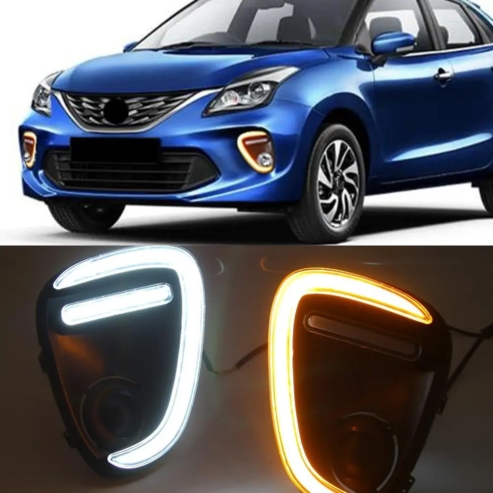 New 12V Auto Parts LED Daytime Running Lights Turn Signal Amber Driving Fog Lamp Cover Car DRL for Suzuki Baleno 2019 2020