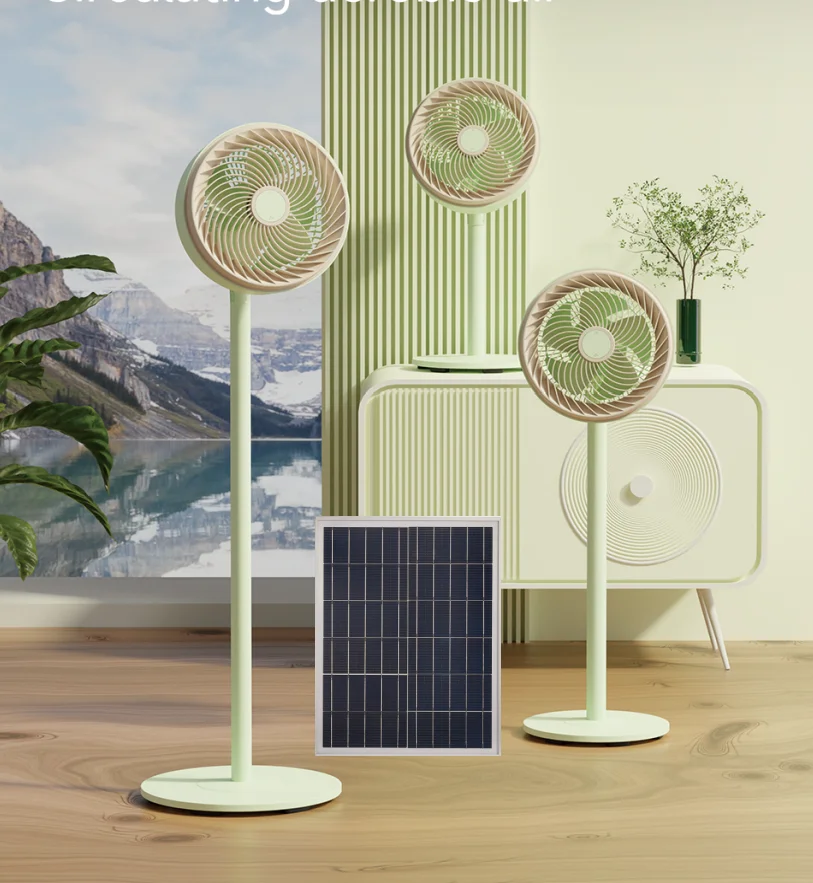 Jetsh Circulation Fan with Solar Panel Stand Fan 12 Inch 10inch Rechargeable Solar Fan Exhaust Ventilation for Sales