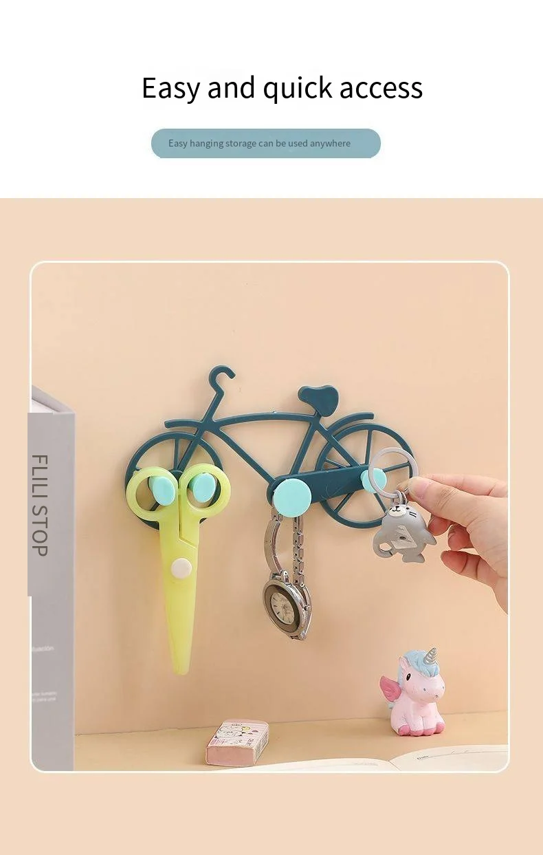 Creative simple bicycle punch free novelty hooks Key storage wall novelty hooks key novelty hooks behind the door factory