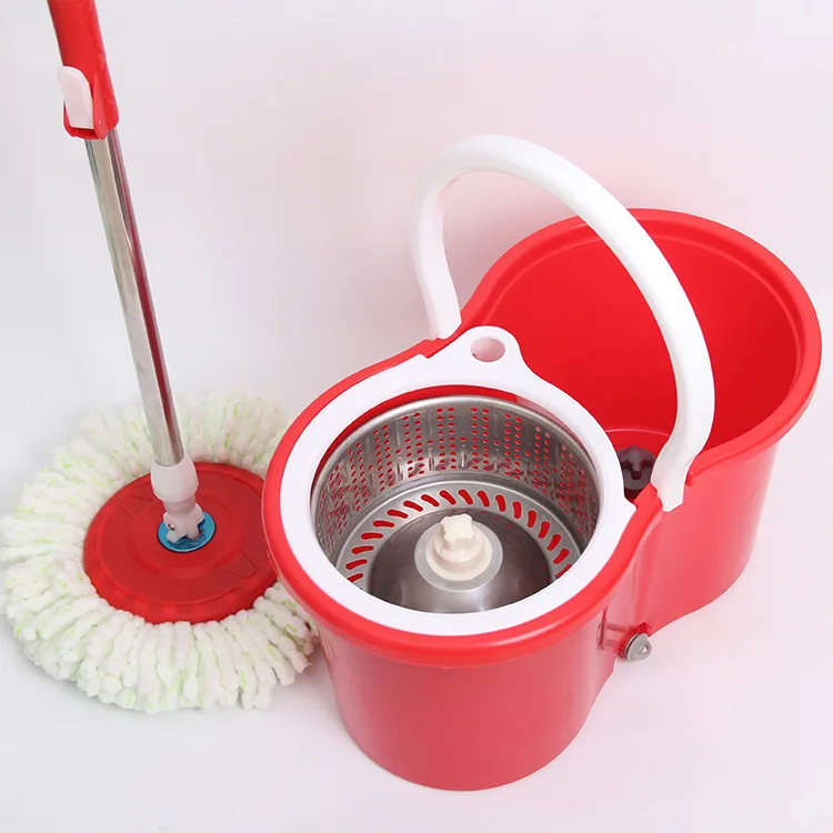 Set Mocio E Secchio Rotante 360° In Acciaio Inox - Con Strizzatore, Manico Telescopico 154 Cm E 3 Ricariche In Microfibra, Per Pavimenti