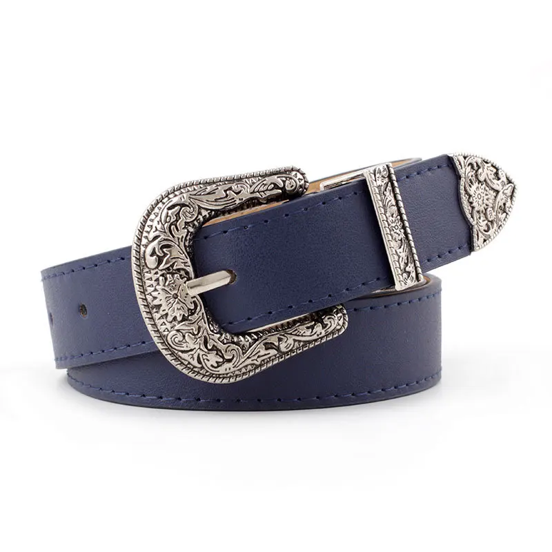 Vintage Carved Pin Buckle Leather Belt Adjustable for Jeans and Dresses Amazon.com: Women main image 3
