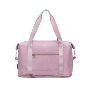 Pink Expandable Travel Duffel Bag Waterproof Sports Gym Tote Bag