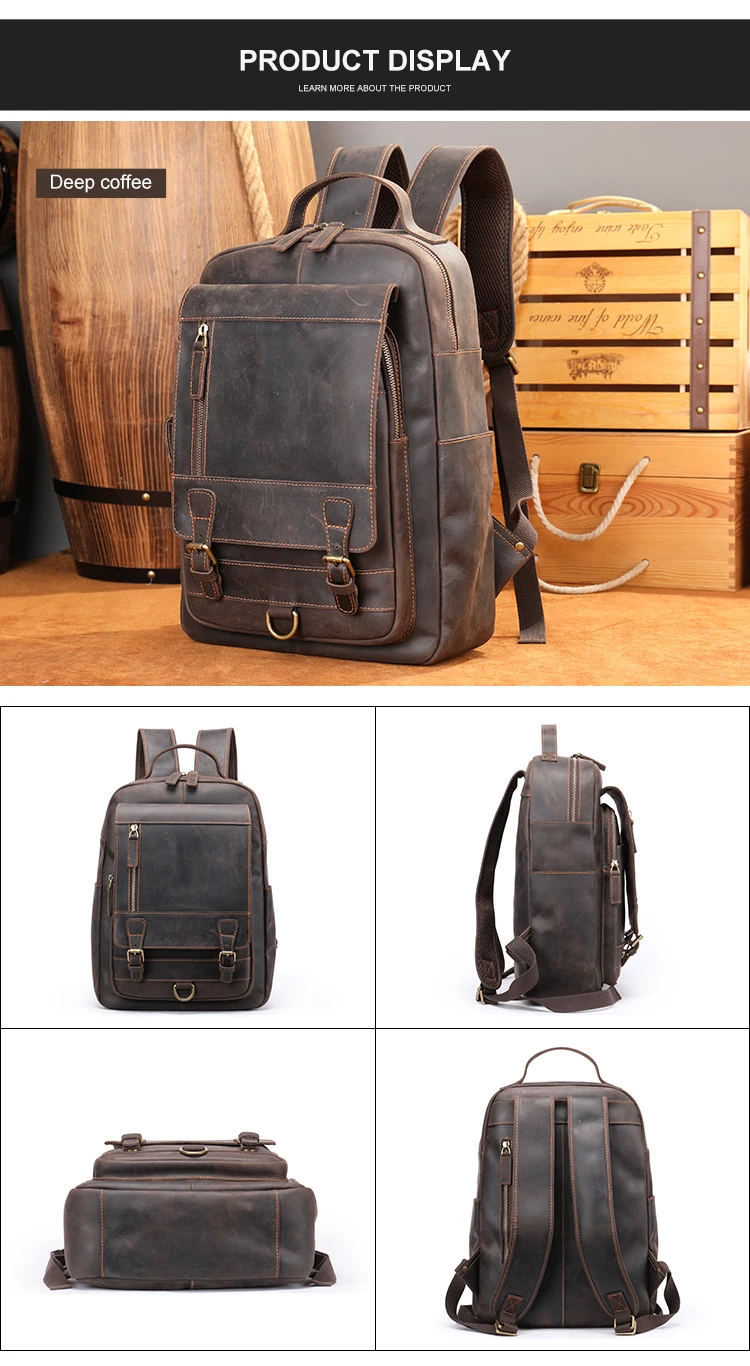 Marrant Men Leather Backpacks Large Capacity Business Travel Backpack ...