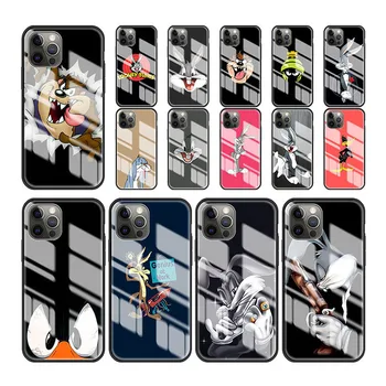 DIY Custom Printed Cartoon Bunny Cute Tempered Glass Phone Case for iPhone 12 11 Pro Max Protective Mobile Cover