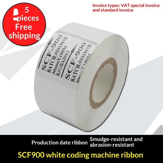 White SCF900 Coding Machine Ribbon 35/25/30mm 100m Thermal Transfer Heat Transfer Ribbon 4