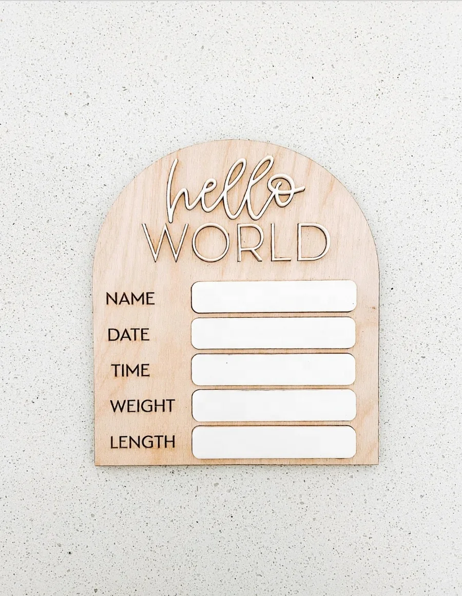 Hello World Newborn Outfit Hello World Sign Wooden Baby Name ...