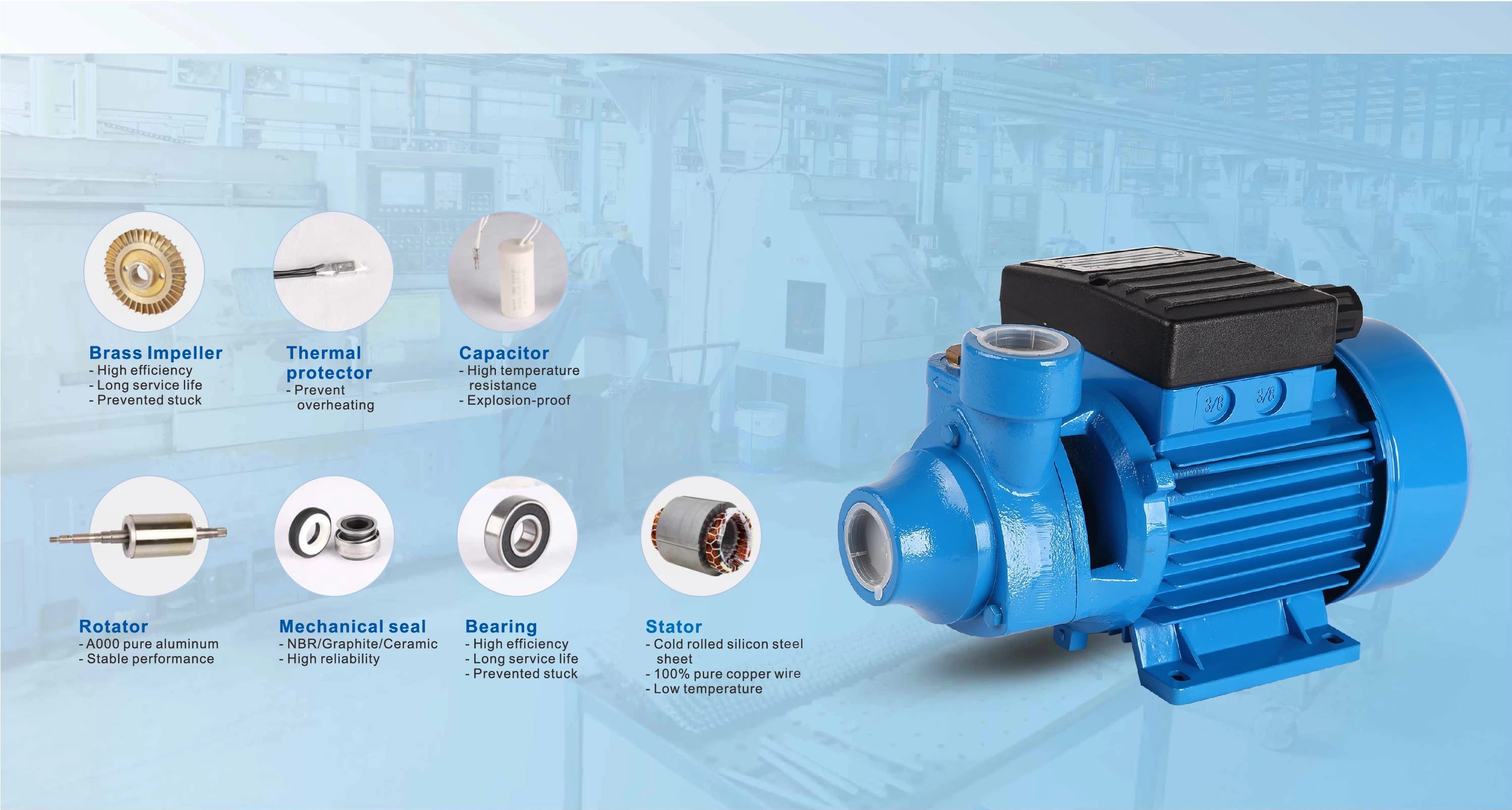 Single Phase Power 1/2HP Morocco Water Pump High Pressure Water Pumping Machine for Domestic