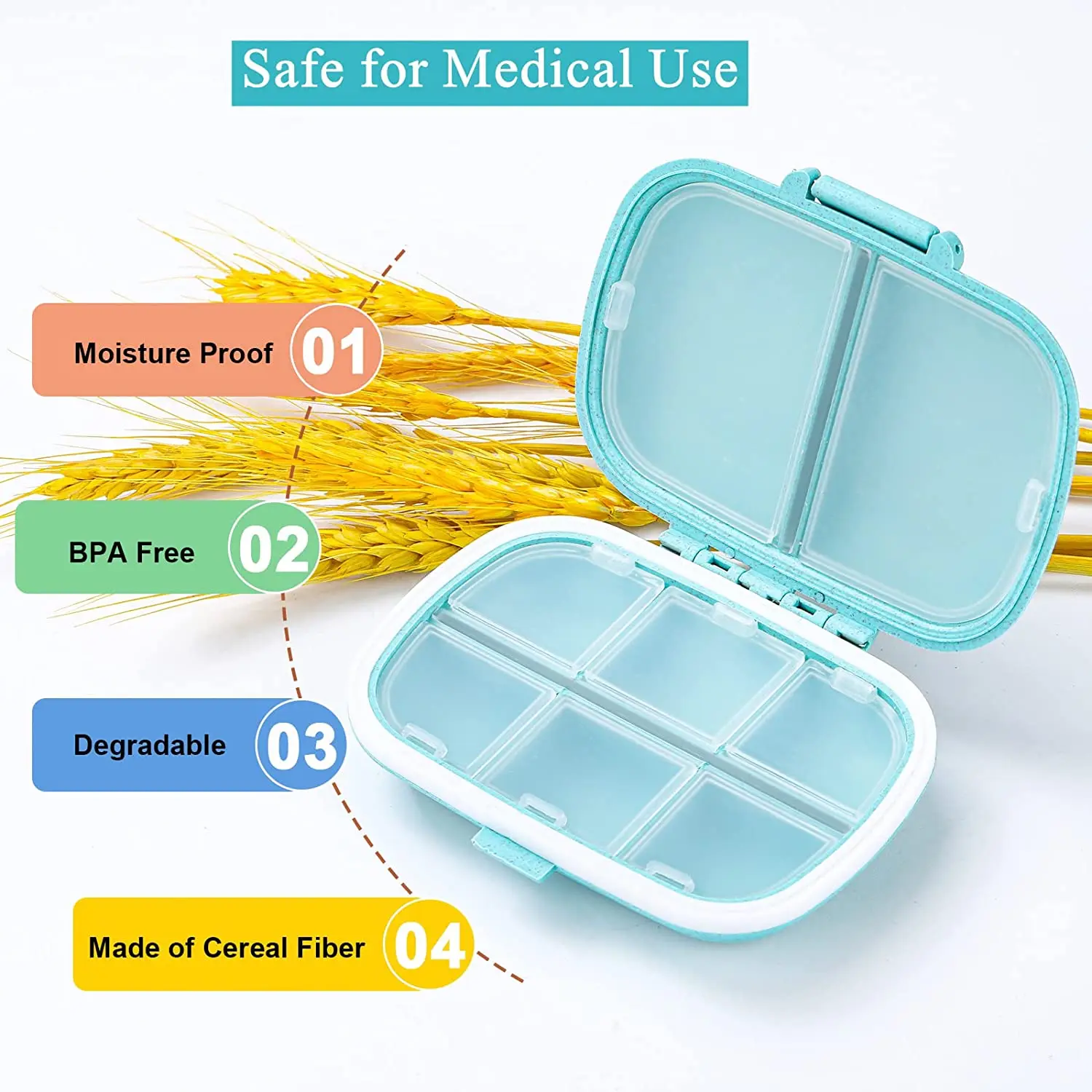 Metal Moisture Proof Weekly Pill Organizer, Stackable Aluminum Alloy BPA Free Travel Hiking 7 Day Pill Box