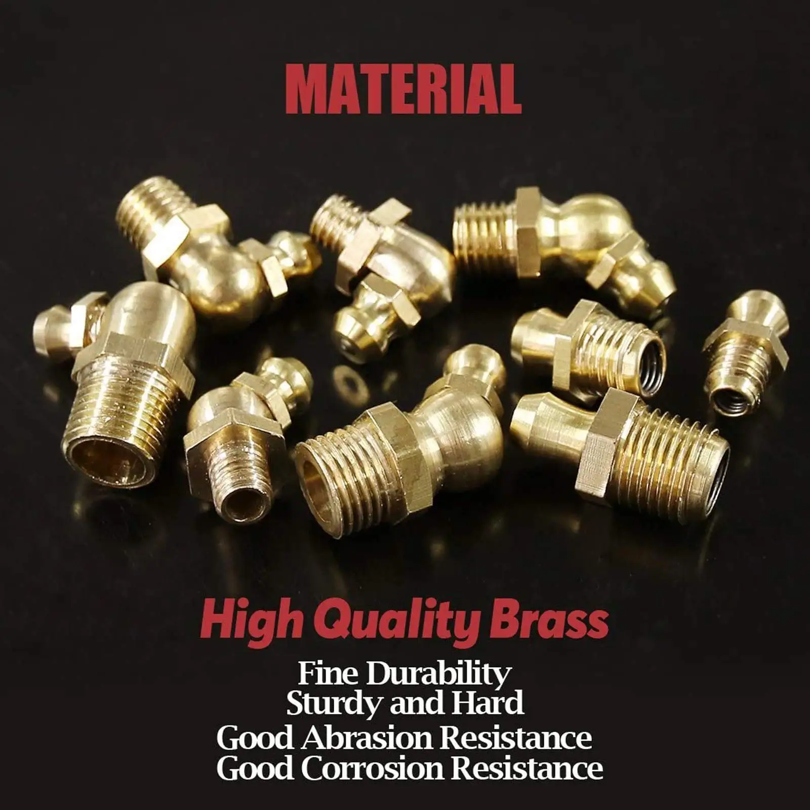 M6 X 1mm Metric Thread 45-degree Angled Brass Hydraulic Zerk Grease ...