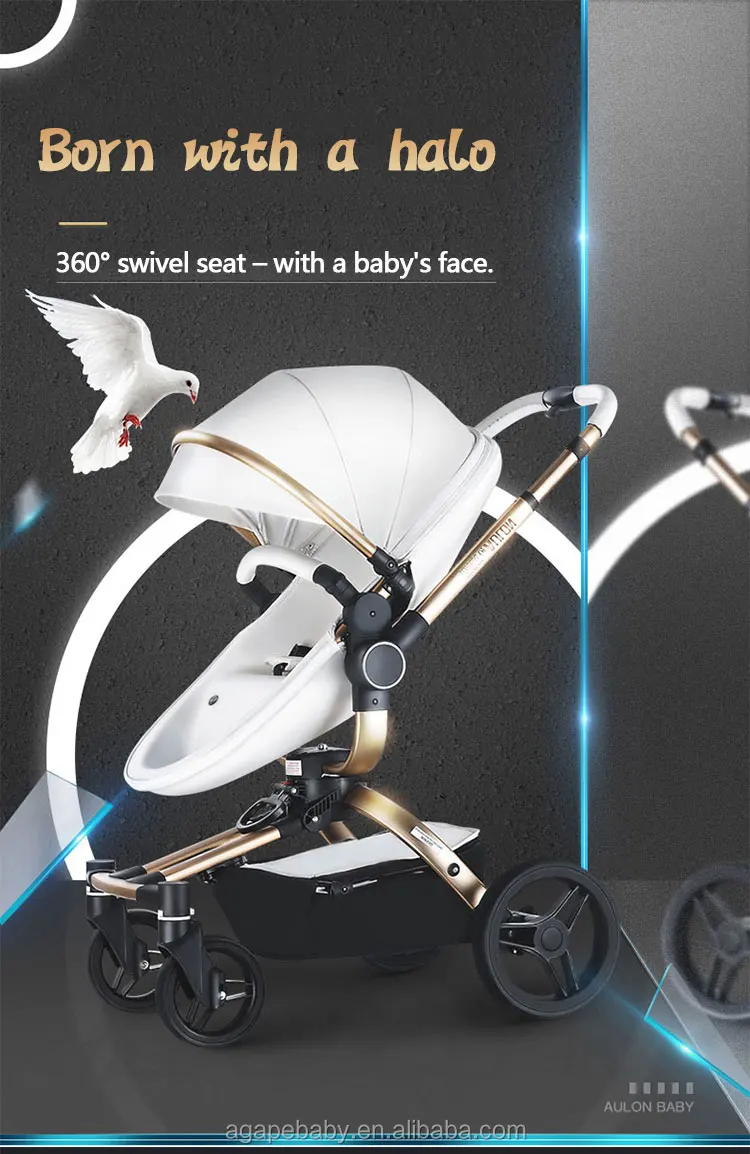 High Quality Aulon Luxury Baby Stroller 3 in 1 High land scape Fashion Good Carriage European design Pram wheels Alibaba