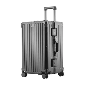 Custom Aluminum Frame Suitcase 24 Inch Fashionable Thickened Large Capacity PC+ABS Password Travel Trolley Suitcase