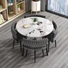 [1 mesa 4 sillas losa de roca] mesa redonda - tela de terciopelo gris