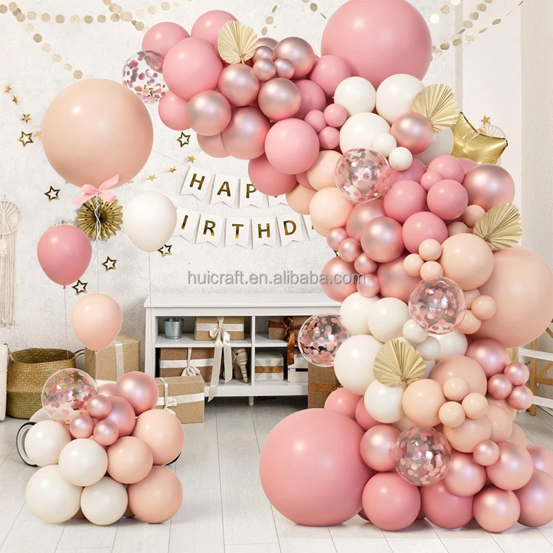 Huiran Macaron Pink Party Balloon Garland Kit Latex Balloon Set Balloon