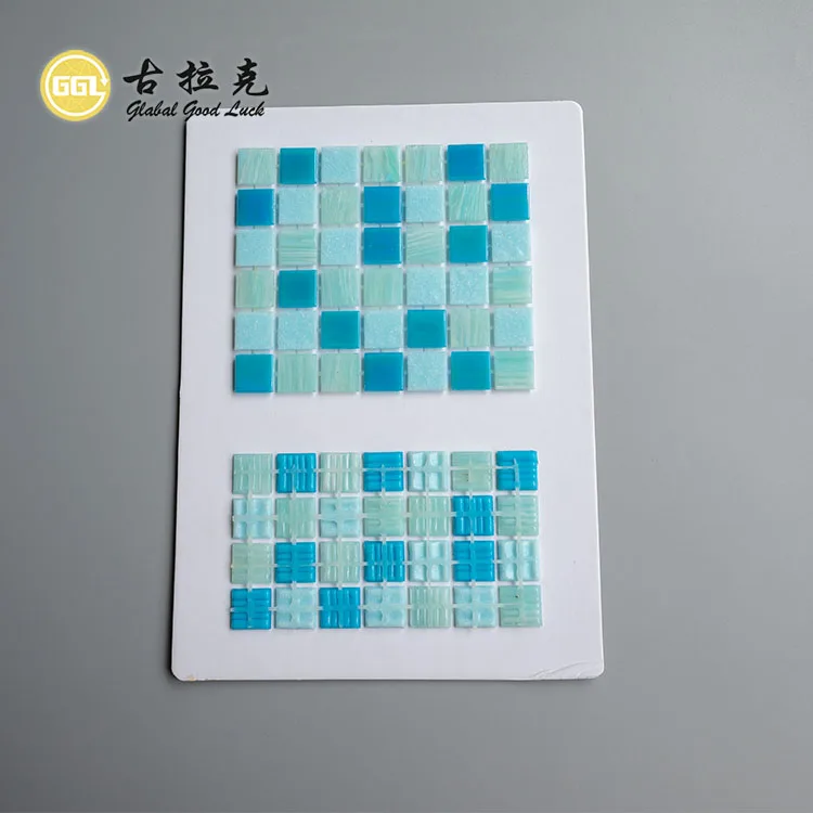 Swimming Pool Design Dot-mounted Mixed Color Glass Mosaic Tile Interior Decoration factory