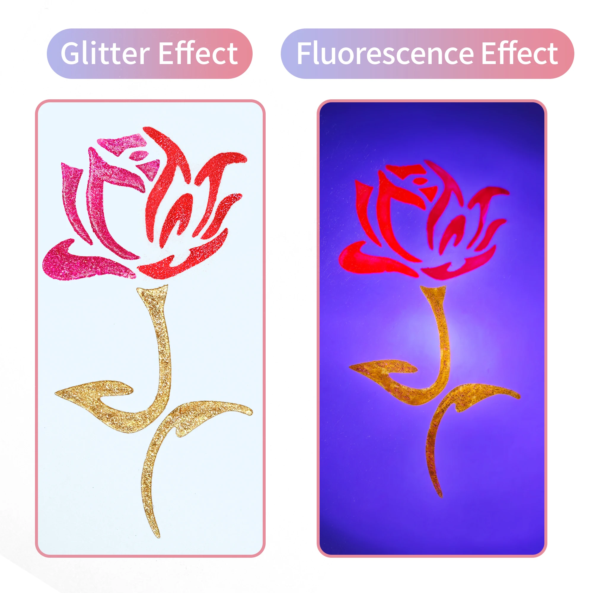 Colorful Fluorescent Glitter Highlighter with Fine Tip Practical for Student Drawing and Art Journaling