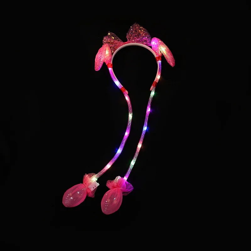 LED Rabbit Moving Headbands Glowing Funny Bunny Ear Headband Light up Led Rabbit Ears Move Toys Headpieces Christmas Nightclub