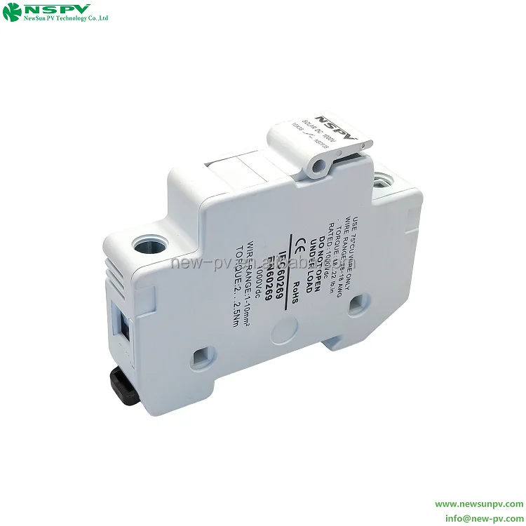 1000VDC Solar Din Fuse Holder with 10X38mm Solar Array Junction Box ...