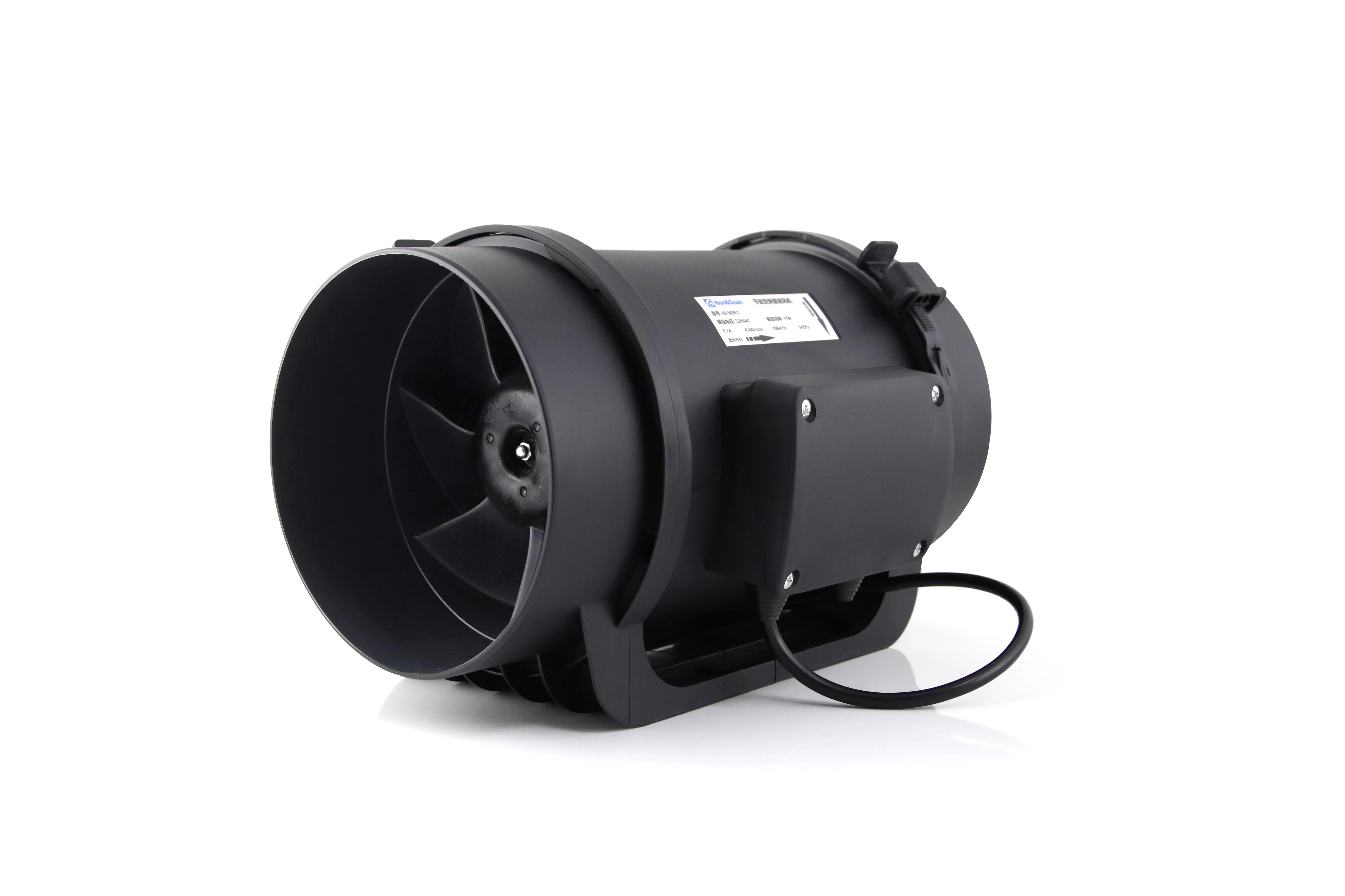Hon&Guan Industriële afvoerventilator, 200 mm, met schakelaar, badkamerventilator, metaal, stil, met terugloopklep, EU-stekker voor garage, keuken, zolder, raamventilatie