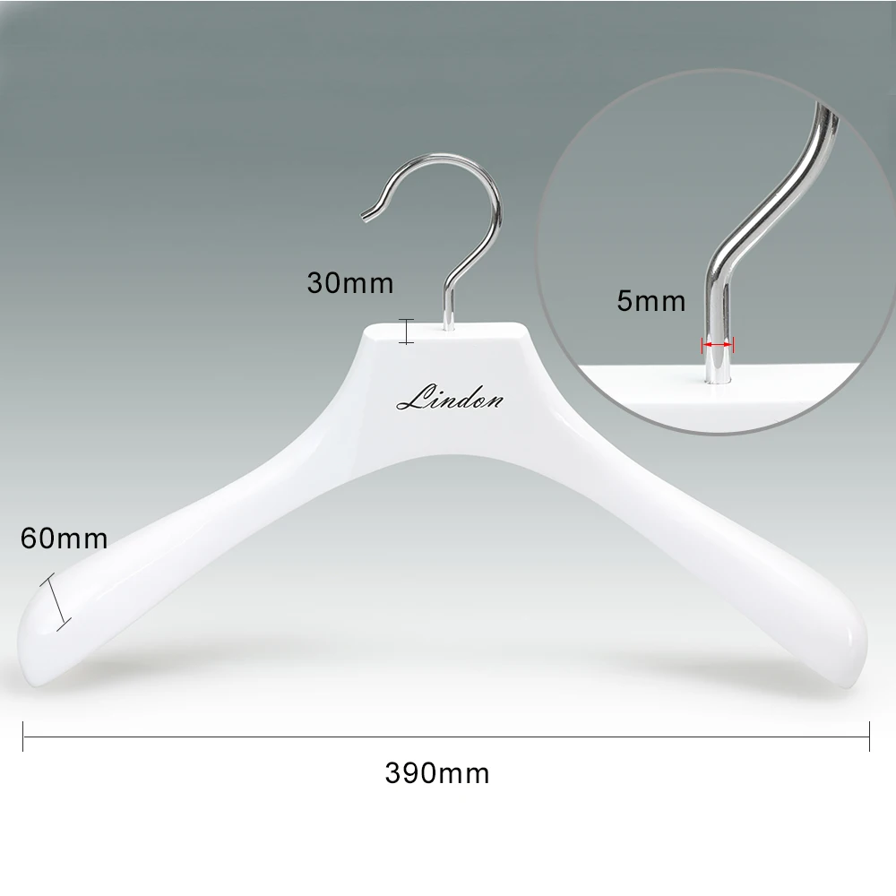 LINDON Custom Logo Brand Set Wooden White Clothes Hanger for