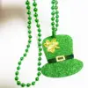 Glitter clover hat pendant green