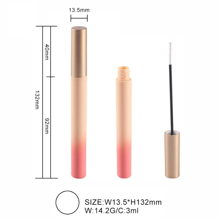 Mascara Tubes Long Slim 3ml Gradient Frosted Bottle Gold Cover Empty Mascara Tube Lip Gloss Tube