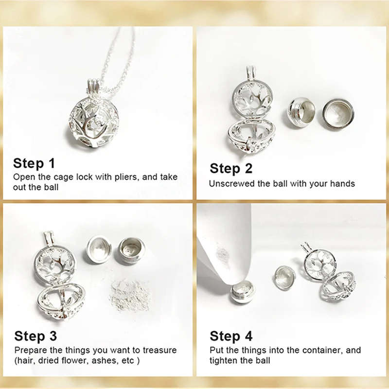 Urn Cremation Memorial Pendant Cat Love Locket for Human or Pet Ashes Keepsake Capsule Necklace Hollow Ball DIY Jewelry