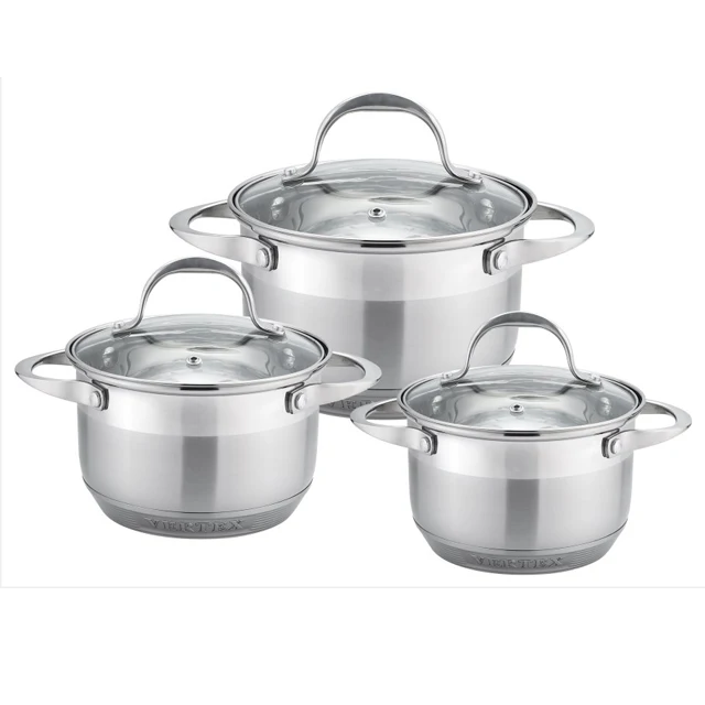 AMCステンレススチール セット AMC高品质12件套炊具套装现代设计感应底不锈钢钢化玻璃可持续