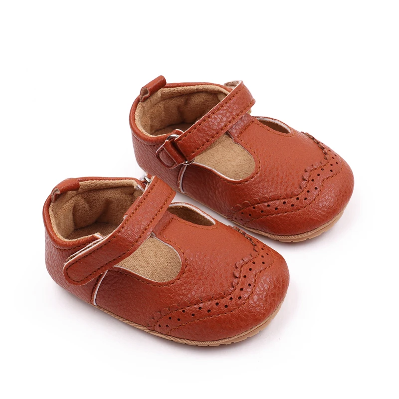New British Style Pure Color Hollow PU Leather Baby Summer Simple Leisure Toddler Sandals manufacture