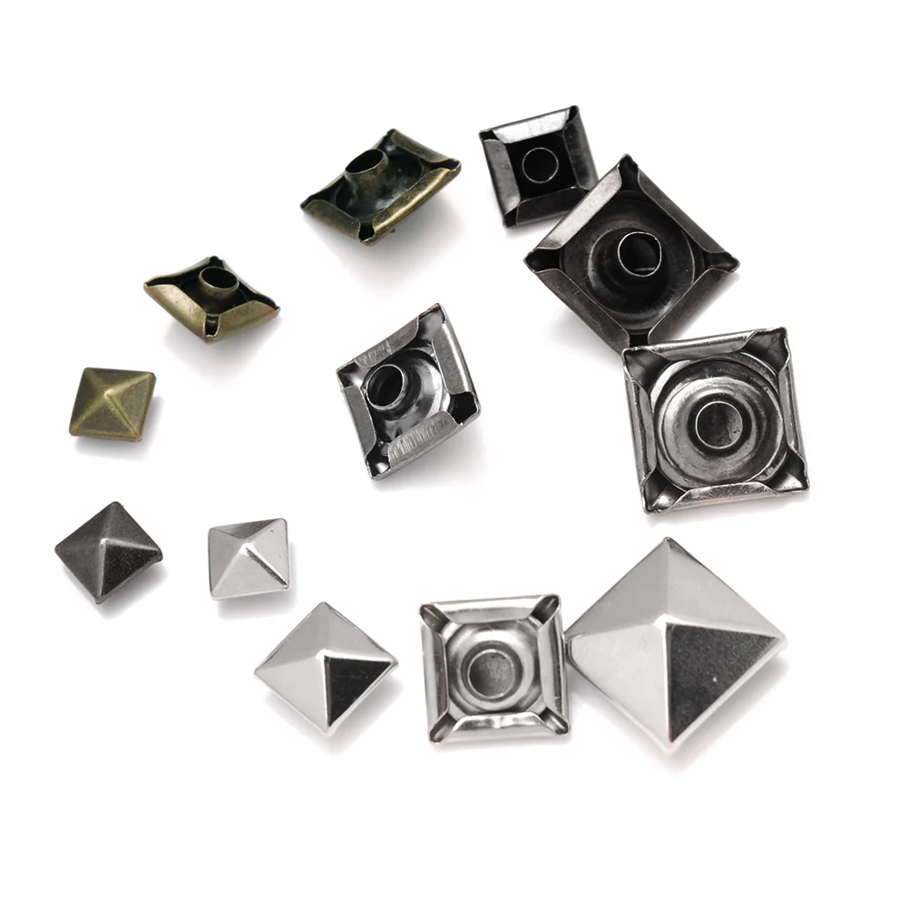 500sets Pyramid Cap Rivets Stud Square Rivet Base Spikes Punk Garment