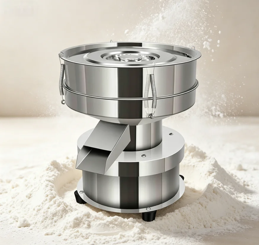 TEBAK Stainless Steel Electric Vibrating Sieve Small Vibrating Filter Screen Machine for Wood Powder & Powder Processing