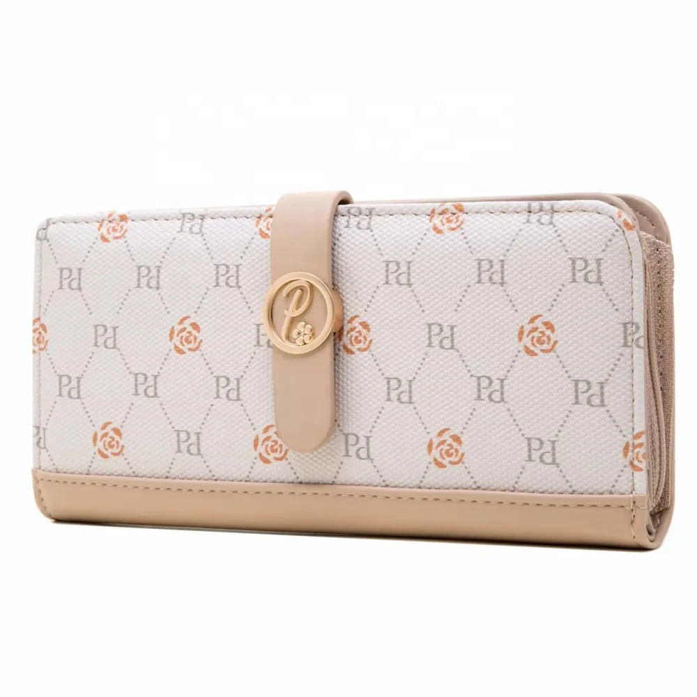 PRETTYZYS New Design Silk Printing Letter and Flower Pattern Lady Long Wallet Pu Leather Women Clutch Wallet Ladies Purse