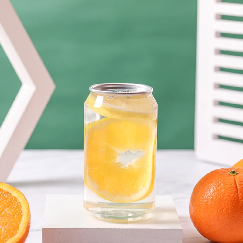 XYA Various Size 200ml/250ml/330ml Plastic Cups with Clear Easy Open Aluminum Pop Lids Disposable Beverage Cans for Juice