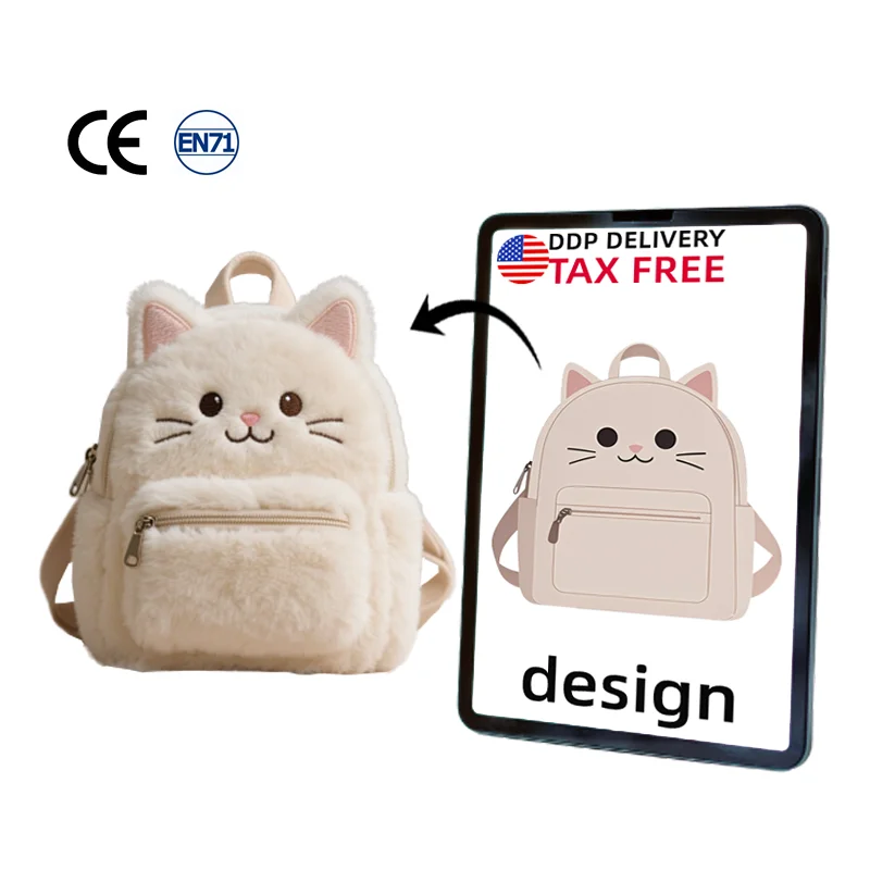 Custom Soft Cartoon Plush Backpack Kawaii Anime Bunny Doll Bag