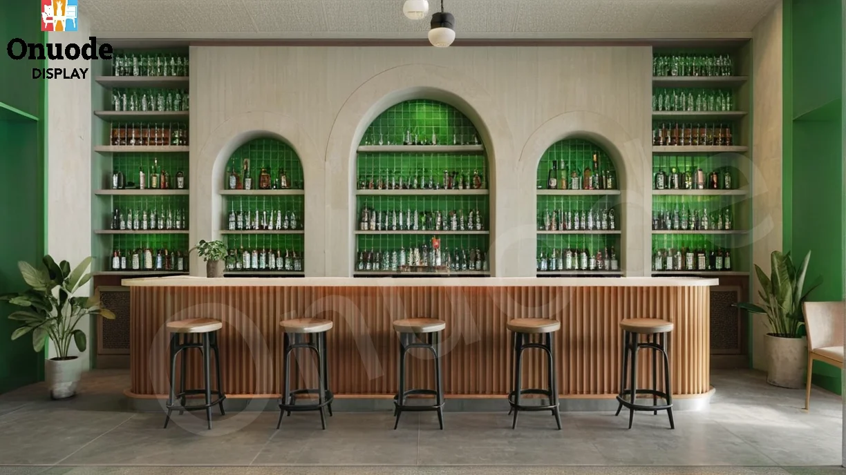 Elegant Design Wood Cafe Bar Counter Showcase for Enhancing Your Wooden Interior