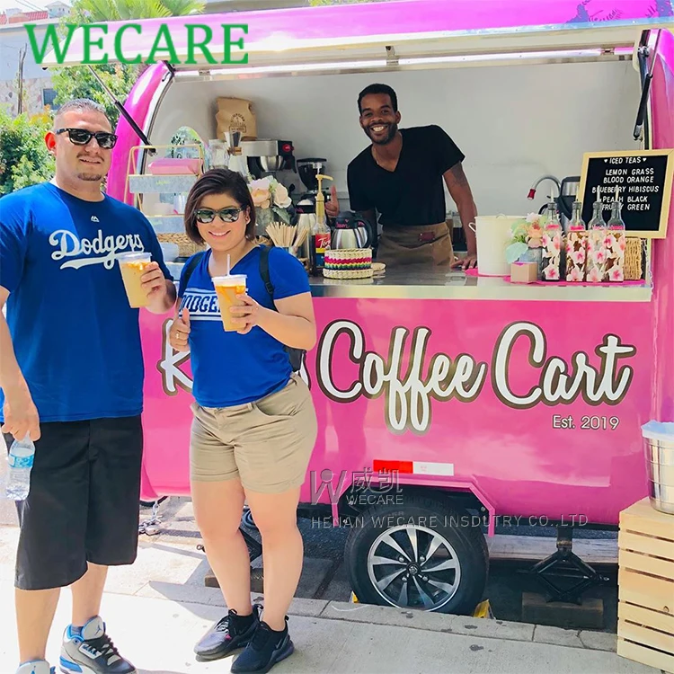 WECARE Street Fiberglass Mini Mobile Coffee Ice Cream Food Vending Cart Trailer Small Food Truck for Sale Cheap Price in USA