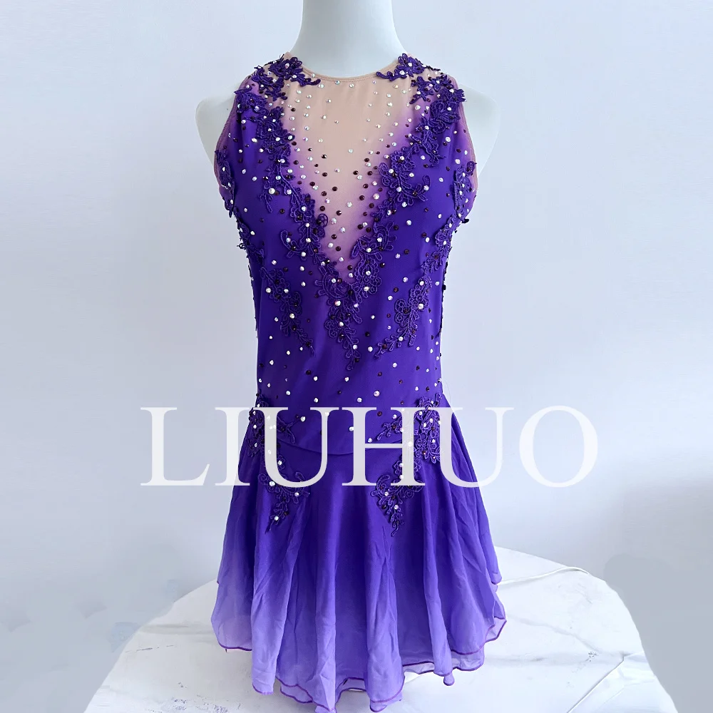 strapless open back dress Ombre Purple Figure Skating Dress Long Sleeves BSU06082 Size Adult Sma –  Boutique Step Up main image 1