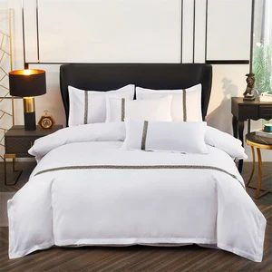 100% Cotton Stripe Bed Linen 3CM White Stripe Hotel Bed Sheet