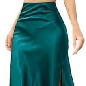 Womens Silky Satin Midi Skirt High Waist Elastic