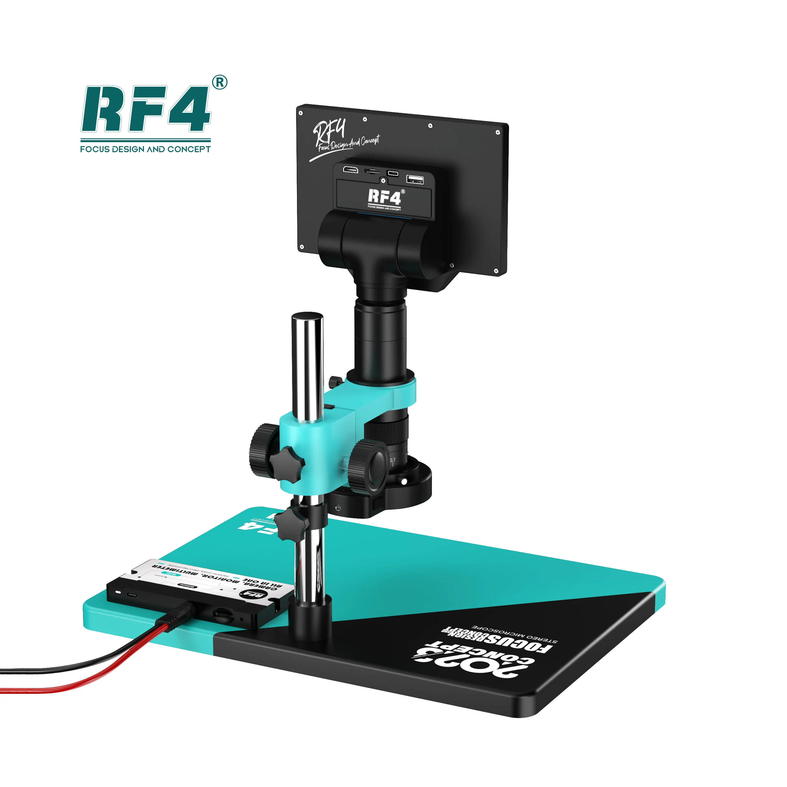 RF4 RF-50M Video Camera Display Integrated Monocular 7-50X Zoom C-Mount Lens Microscope With Multimeter Functional Microscope