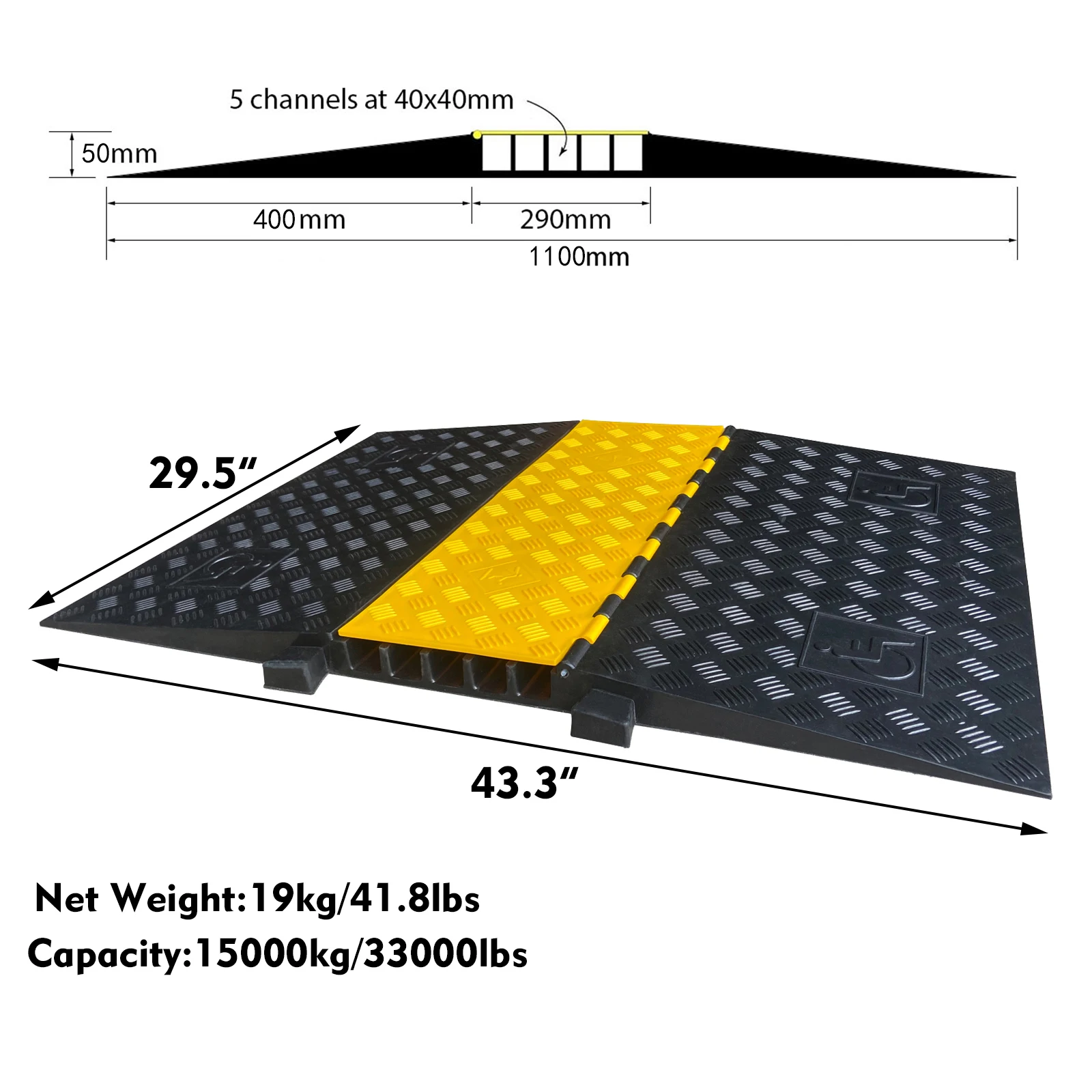 ADA Compliant Rubber Cable Protector 5 Channel Wheelchair Ramp for Events Indoor and Outdoor details