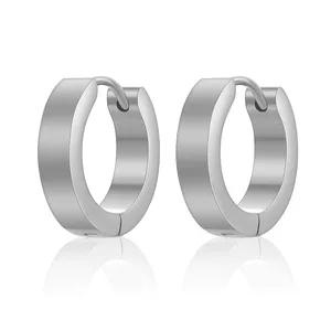 Vintage Chunky Stainless Steel Gold Plated Hoop Earrings Fashion Minimalist Jewelry for Wedding Gift Party Engagement