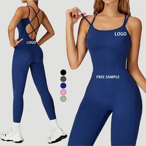 Custom One Piece Workout Bodysuit Backless Sports Rompers Breathable Sportwear Gym Fitness Jumpsuits Women Yoga Jumpsuit