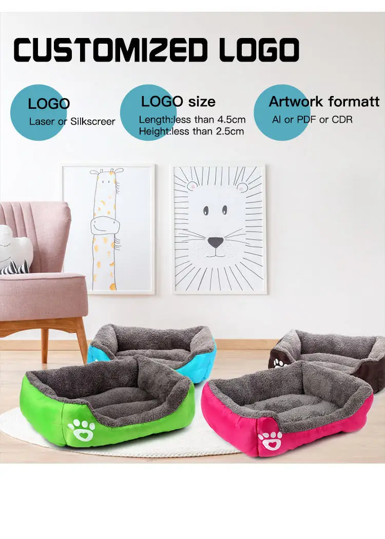 Factory Wholesale Custom Luxury Pet Bed Soft Dog Nest Large Rectangle