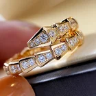Snake Gold Ring Ringsnake Personality And High Quality Snake Bone Rose Gold Popular Diamond-studded Open Ring For Women