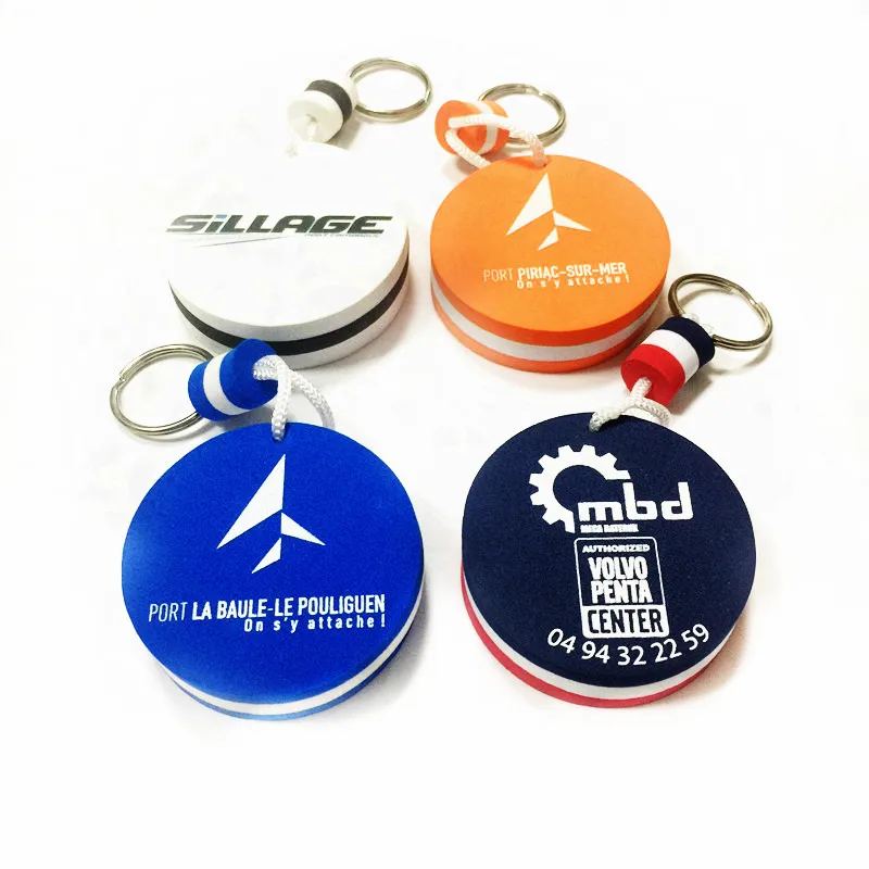 Custom Logo Shape Cylindrical Printed Logo Boat Key Chain EVA Materia Nautical Foam Floating Keychain Iron Portable Customized