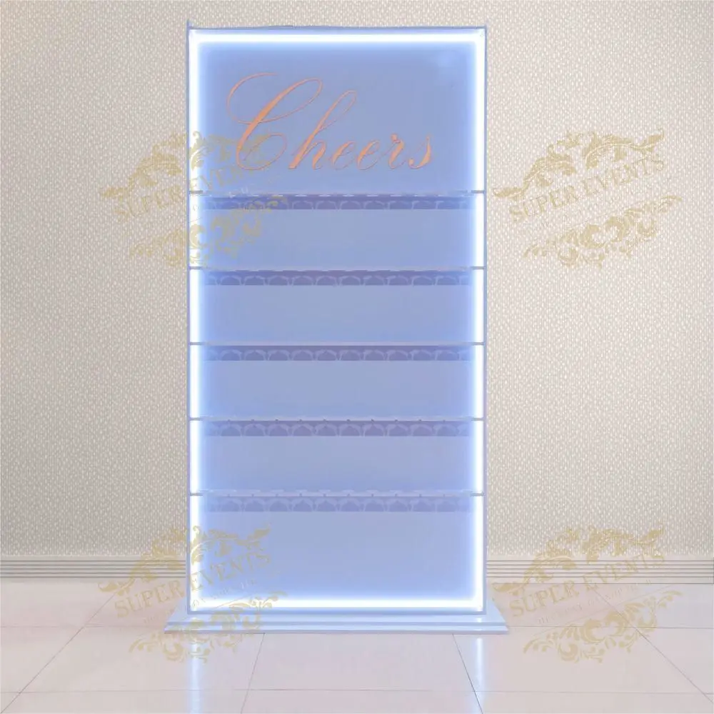 High Quality PVC Champagne Wall Backdrop Grass Wine Glass Cup Holder Display Rack Clear Floor Stand Wedding Event Champagne Wall