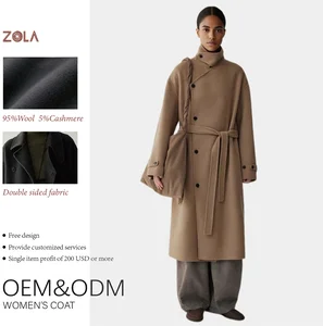 Winter Ladies' Long New Cashmere Coat with Stand Collar and Button Decoration Women's Clothing