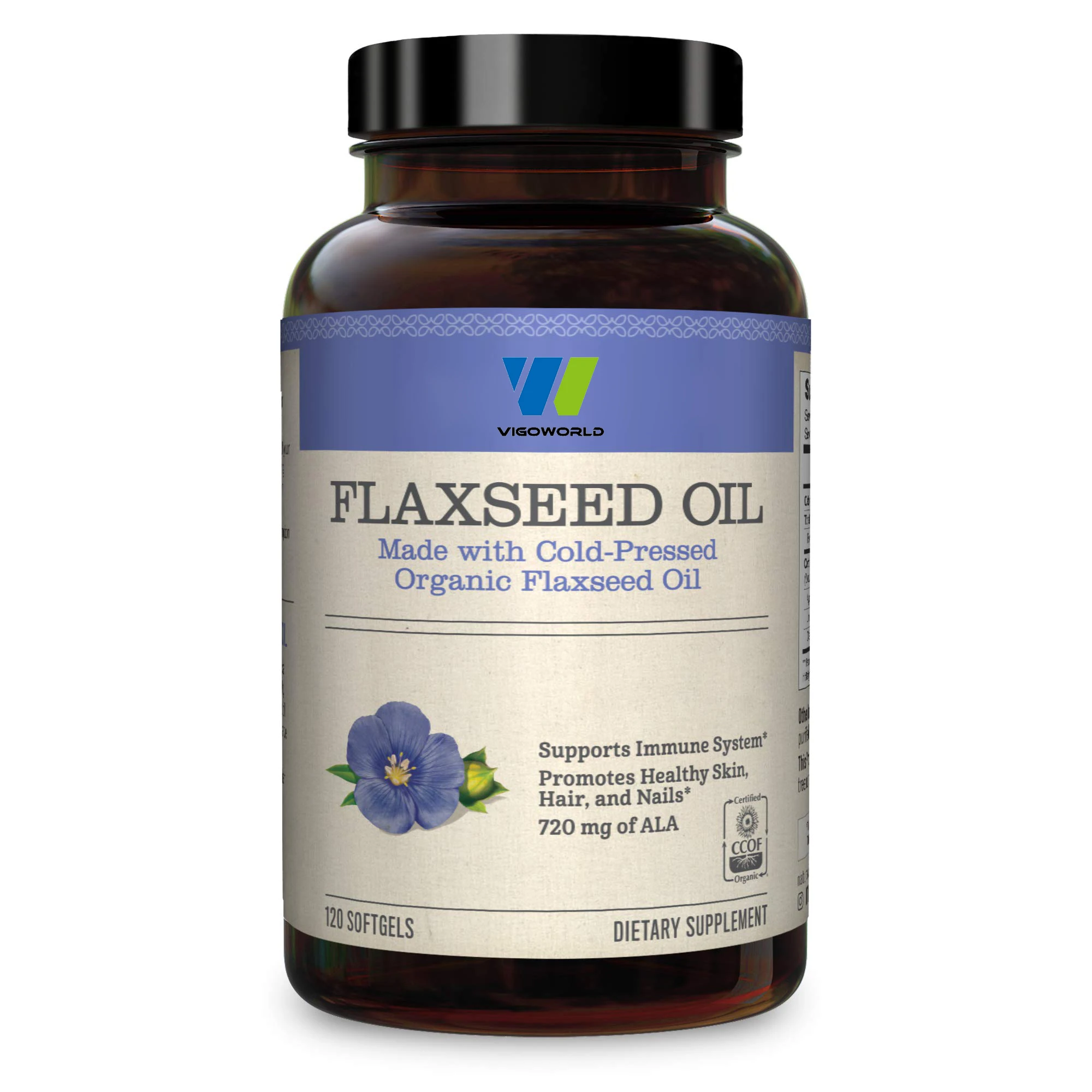 Organic Flaxseed Oil Softgels With Omega 3 For Immune Support & Healthy