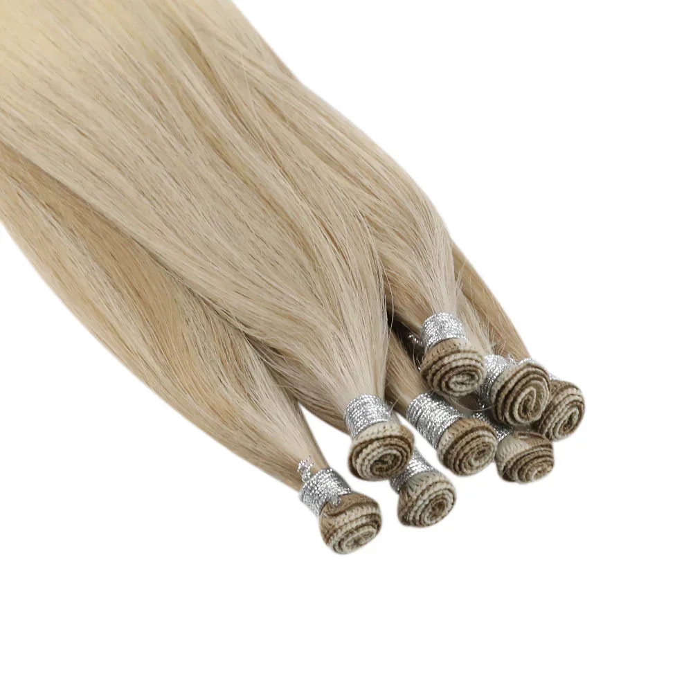 LaaVoo Hand Tied Human Hair Weft Extensions 100% Real Straight High Quality Bundles_voghion.com